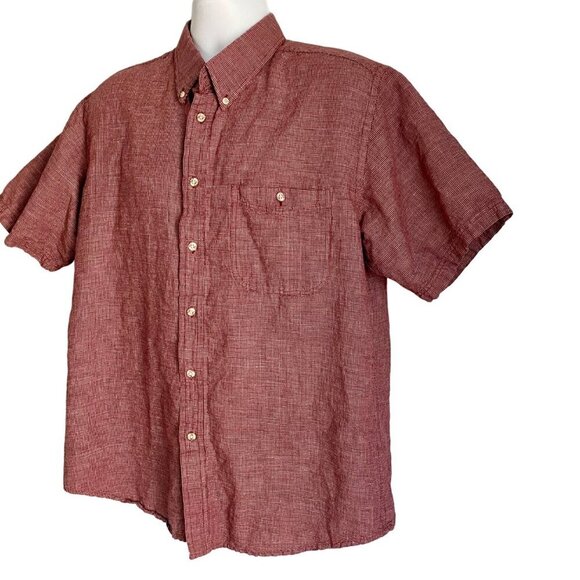 World Wide Sportsman Linen Blend Short Sleeve Button Down Shirt Men's Large - Picture 4 of 8